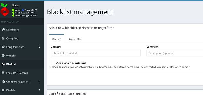 Blacklist Management Empty