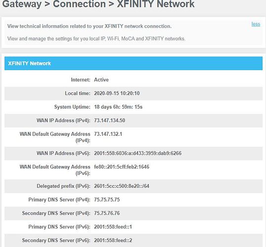 xfinity router dns